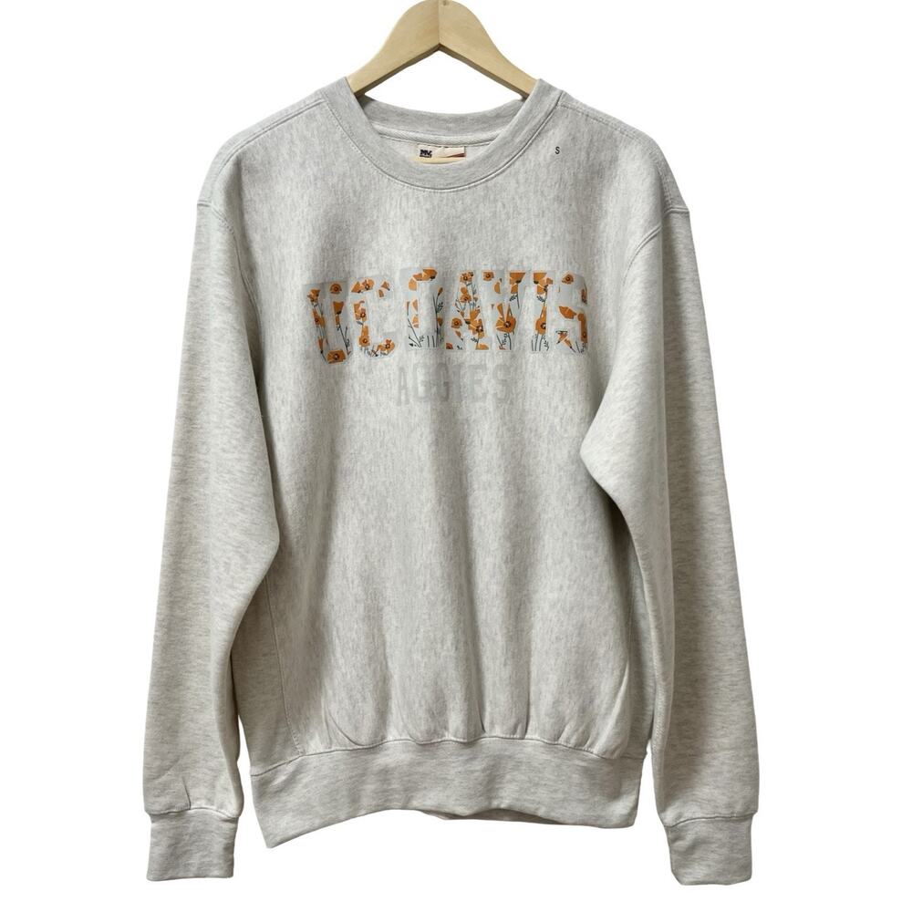 MV Sport Womens UC Davis Floral Graphic Sweatshirt Size S Gray University NWT‎